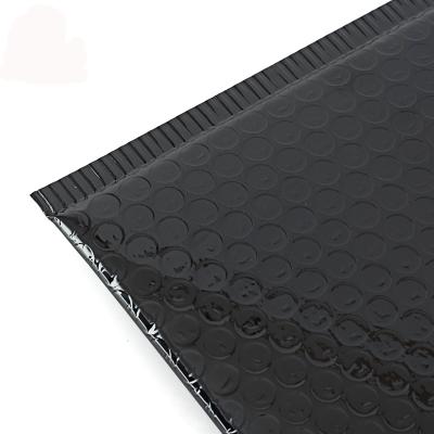 China Low MOQ Lightweight Customized Glossy Black Metallic Bubble Mailer Padded Envelopes Bag 330*400+40mm for sale