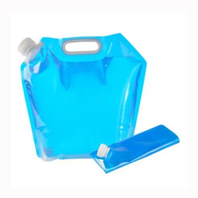 China 1L 2L 5L Recyclable Clear Plastic Folding Stand Up Water Storage Packing Carrier Tank Container Portable Lightweight Bag With Spout for sale