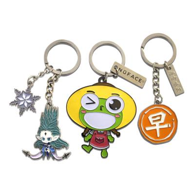 China Custom High Quality Custom Metal Key Chains 3D Charms Epoxy Cartoon Logo Keychain Blank White for sale