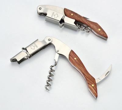 China Sustainable Promotional Wooden Corkscrew Stock Wine Opener Open for sale