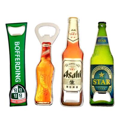 China Sustainable Custom Bottle Shape Epoxy Metal Beer Bottle Opener With Magnet for sale