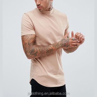 China Custom Made Anti-pilling Curve Edge Turtle Neck 95% Cotton 5% Elastane Short Blank T-Shirts for sale