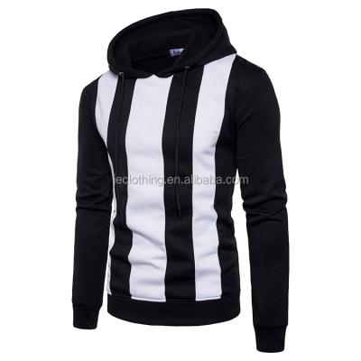 China Custom Color Block Stripe Fleece Anti-pilling Anti-pilling Fleece Contrast Block Stripe Custom Hoodie Men's Black Pullover Hoodie for sale