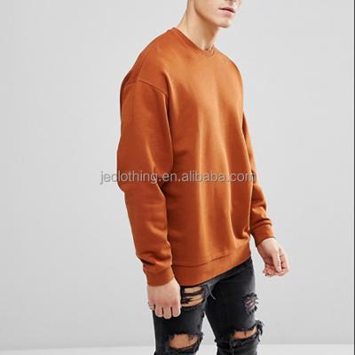 China Custom Men's Anti-Pilling Oversized Crewneck Sweatshirt Dark Orange Sweatshirt for sale