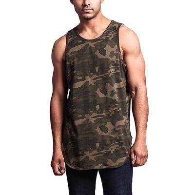 China Muscle Fitness Men Gym Tank Tops Cotton Elastane Gym Clothing Sports Camouflage Anti-Shrink Tank Top for sale