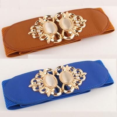 China 4.0cm Width Zinc Alloy Joints Both Buckles Elastic Waist Belts KFB-007 for sale