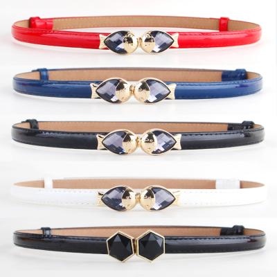 China Narrow Decorative Cowhide 1.3cm Width Girls PU Belt, Custom Made PU Belt for sale