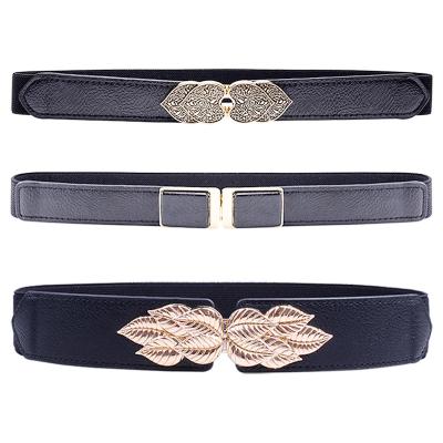 China 2.5cm, 3.0cm, 3.5cm Width Zinc Alloy Two Pieces Buckles Elastic Waist Belts, Waist Trimmer Slimming Belt KFB-010 for sale