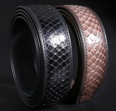 China Real cowhide 3.5cm width snakeskin, viper skin material, no buckle leather automatic belts for sale