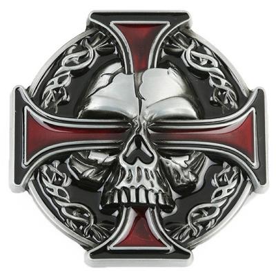 China Metal belt buckle 40mm kelt skull cross western belt buckles, custom logo belt buckle for sale