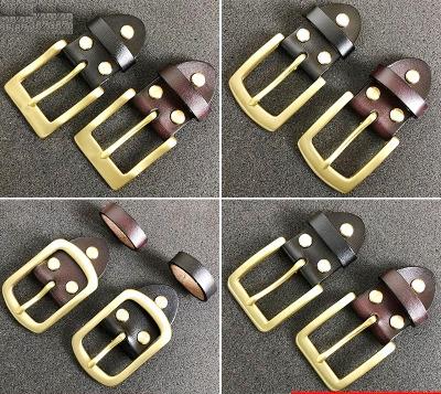 China Pin Buckle Size 40mm Inner Solid Brass Pin Belt Buckle With Leather End for sale