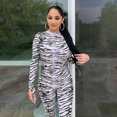 China New Breathable High Waist Breathable Tight Casual Sports Women's Long Zebra Print Printed Overalls for sale