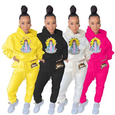 China Breathable Custom Sweatsuit Women Winter Autumn Warm Sets Print Joggers Set 2 Piece Tracksuits Girls Hoodie Set for sale