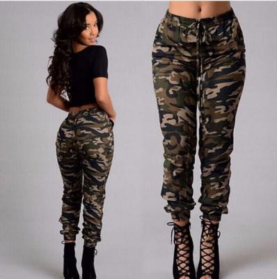 China 2021 Plus Size Camouflage Women's Pants And Trousers Fade Proof Autumn Army Cargo Pants Elastic Color for sale