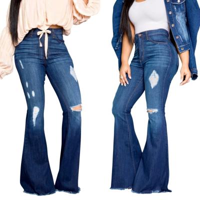 China 2021 Viable New Hot Selling All-match Fashion Water Wash Ripped Rocket Pants High Waist Woman Jeans for sale