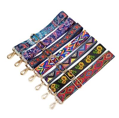 China Cotton Ethnic Wide Shoulder Strap Adjustable Ladies Bag Accessories One Shoulder Cross - Body Ladies Bag Colorful Ribbon Shoulder Strap for sale