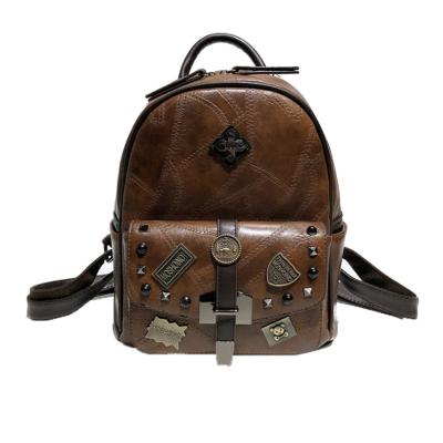 China The other small frosted wind backpack rivets bag women khaki texture of the British retro shoulder bag women simple for sale