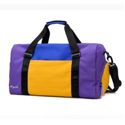 China Oxford Cloth Color Block Sports Gym Bag Shoulder Travel Bag Divider Yoga Dry And Wet Bag for sale