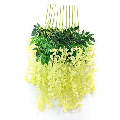 China Outdoor Garden Ceremony Wedding Arch Garland Vine Silk Faux Artificial Flower Wisteria Eco-friendly for sale