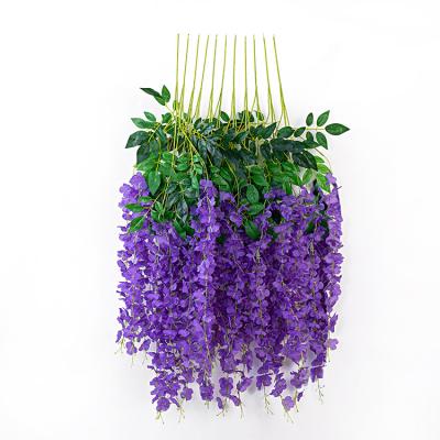 China Eco-friendly Beautiful Vine Eco-friendly Plastic Silk Wisteria Flower Wall Artificial Flower Wall Wisteria Flower for sale