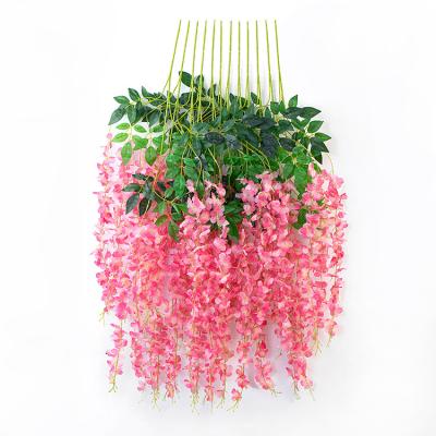 China Real Touch Eco-friendly Artificial Wisteria Plant Purple Silk Wisteria Hanging Yellow Flowers for sale