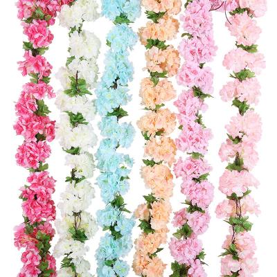 China 2022 Amazon Hot Sell Wedding Silk And Plastic Decoration Silk Cherry Blossoms Hanging Vine For Sale for sale