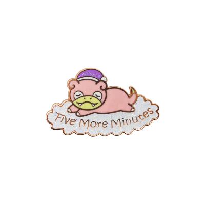 China Low MOQ Europe Customized Cartoons Animal Hard Enamel Glitter Metal Badge Lapel Pins for sale