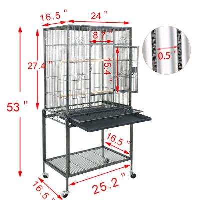 China New Arrival Contemporary Metal Wire Black Powder Coated Bird Cages With Wheels Large Cage for bird Te koop