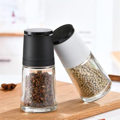 China Modern White Black Grinder 140ml Salt Pepper Chill Storage Kitchen Using High Quality Glass Bottle for sale