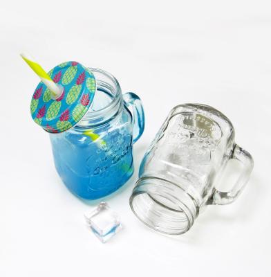 China With Lid And Straw Mocale 450ml Bamboo Glass Mason Jar With Straw And Colorful Lid for sale