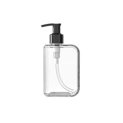 China Bathroom Bottle 4oz 8oz 16oz Flat Square Lotion Bottle Glass Mock Up Hand Glass Soap Cleaning Bottle With Pump Cap for sale