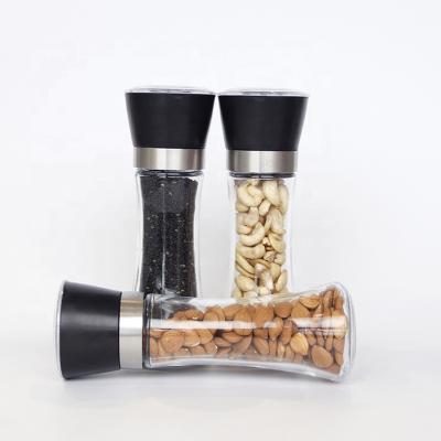 China Wholesale Sauce Salt Pepper Shakers Grinders Seasoning Empty Spice Glass Jars With Grinder Top for sale