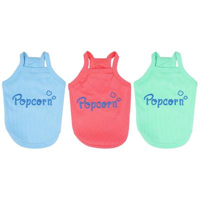 China 2022 New Hot Stocked Dog T-shirt Popcorn Pattern Rib Sling Spring Summer Cat Dog Clothes Pet Clothing Vest for sale