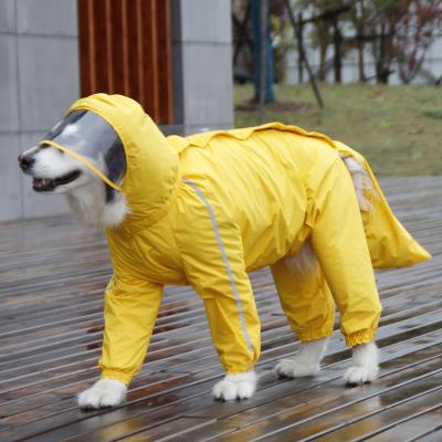 China Wholesale Viable Portable Hooded Full Pack Dog Raincoat Jacket Quadruped Raincoat Clothes for sale