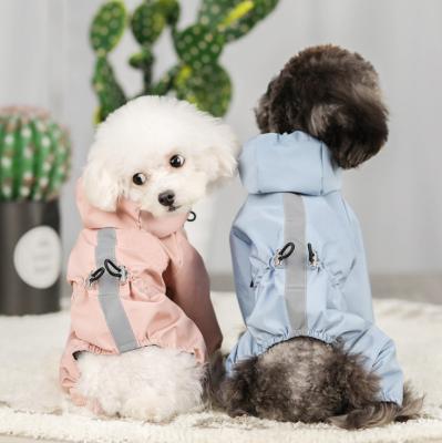 China Viable Wholesale Adjustable Reflective Portable Hooded Quadruped Dog Raincoat Jacket Clothes for sale