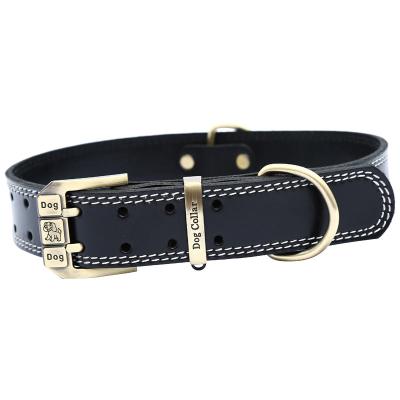 China Dog Collars Pet Supplies Large Adjustable Genuine Soft Leather Durable Pet Collar Stocked Dog Collars for sale