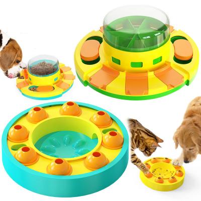 China Pet Sustainable Diet Puzzle Roulette Slow Feeder With Food Dispenser Educational Pet Bowl Dog Toys Pet Supplies for sale