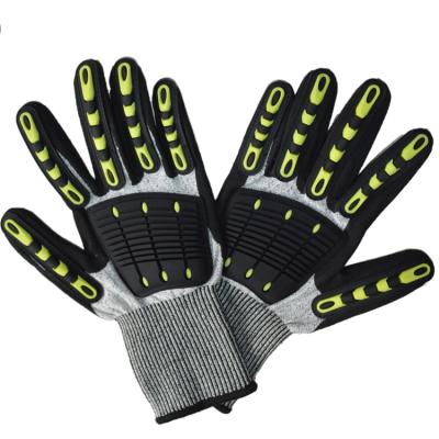 China Reduce Vibration Impact Resistant Gloves Nitrile Coating Sandy Plam Thermoplastic Rubber Gloves For General Purpose Work for sale