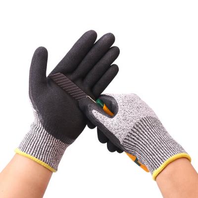 China General Purpose Cut Anti Dipping Safety GlovesManufacturer Gardening Anti Dipping Finger Gray Safety Glove Free Limbs HPPE PU Coated Cut Resistant for sale