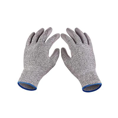 China Protective Quality 13Gauge Hppe Guaranteed Anti-Cut High Level Protection With PU Coated Palm Dipped Gloves For Safety Work for sale