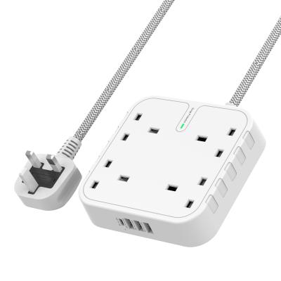 China Residential / General Purpose UK Standard Extension Cord With USB C Type Multi Power Strip Electrical Outlet With 4 Usb for sale