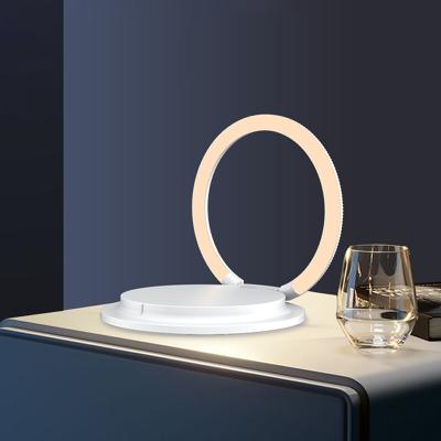 China Bedside Lamp 15W Cordless Charger LED Ring Light Holder Desk Lighting with Glow Table Touch Control Lamp Eye-Worrying Reading Light for sale