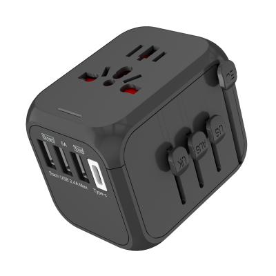 China Otravel Universal Travel Adapter Auto Power Adjustment All-in-one Fuse International Adapter with 5A Type-C 4USB Universal Travel Adapter for sale