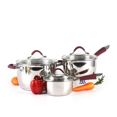 China Sustainable Home Kitchen Cooking Pot / Casserole Stainless Steel Non-Stick Pan Cookware Sets for sale