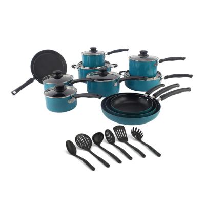 China Marble Coated Pots and Pans Sustainable Quality Cook Ware Cooking Hard Anodized Aluminum Nonstick Cookware Sets for sale