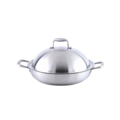 China Sustainable Factory Supply Cooking Pan Stainless Steel Triple Wok for sale