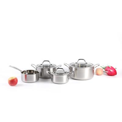 China Best Price Viable Kitchen Straight Form Stainless Steel Cook Casserole Cookware Set for sale