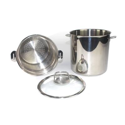 China Sustainable Induction Base 304 Stainless Steel Tall Soup And Stock Pots With Strainer Basket for sale