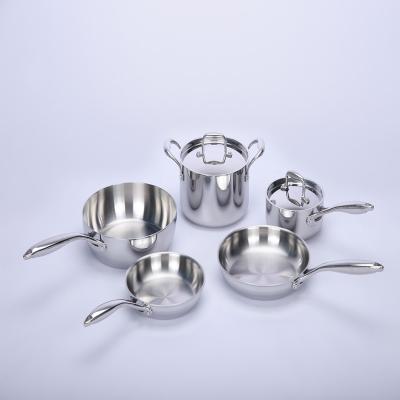 China 5(7) Pcs Sustainable High Quality 5 Ply Stainless Steel Cookware Sets Kitchenware for sale