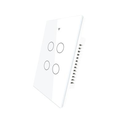 China Tuya Smartlife App Wireless WiF RF Smart Life / Tuya USA App Remote Control White Standard 4 Band Smart Wall Switch for sale